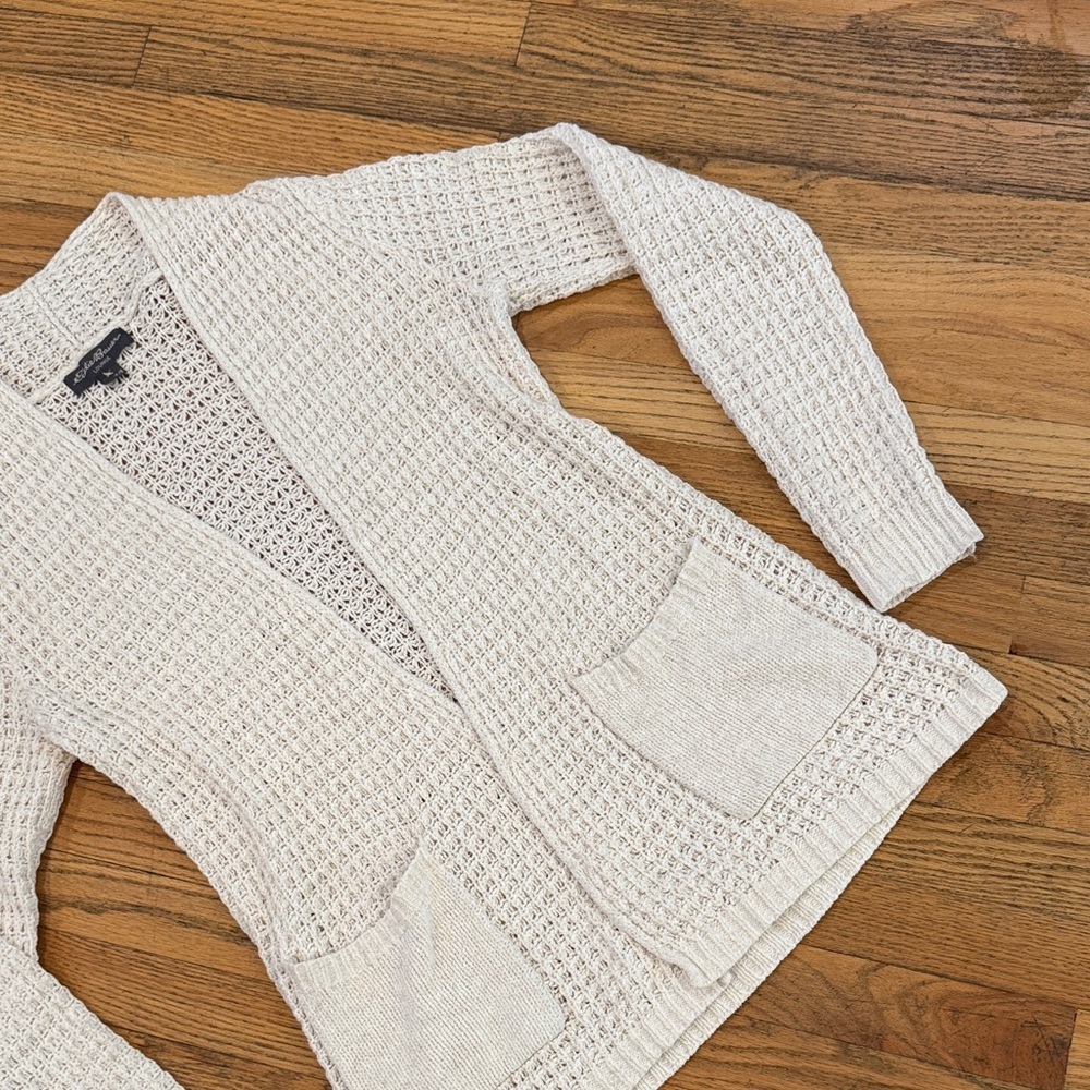 Eddie Bauer Cream Textured Knit Cardigan - Picture 5 of 12